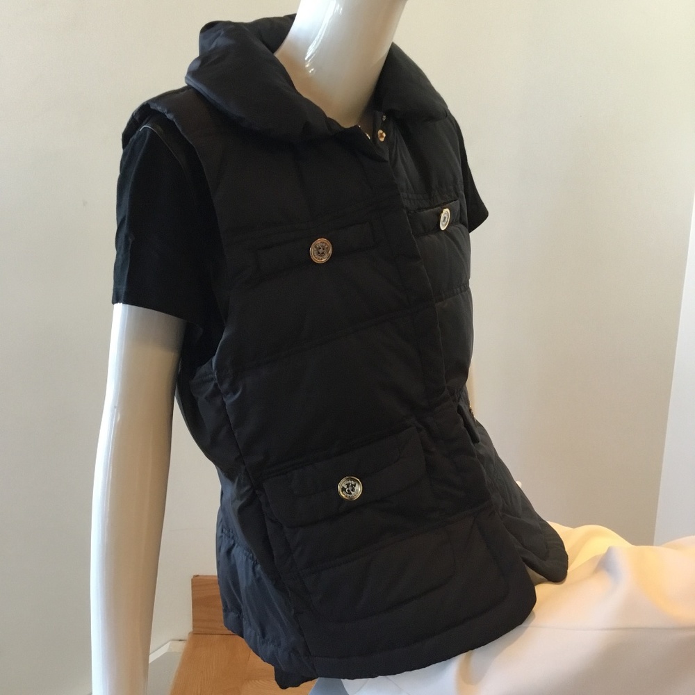 Juicy Couture Black quilted puffer vest size Xl ( 12 14 ) silver buttons Mint!!